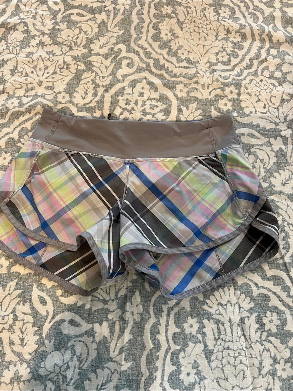 lululemon athletica Pastel Plaid Shorts with Gray Waistband